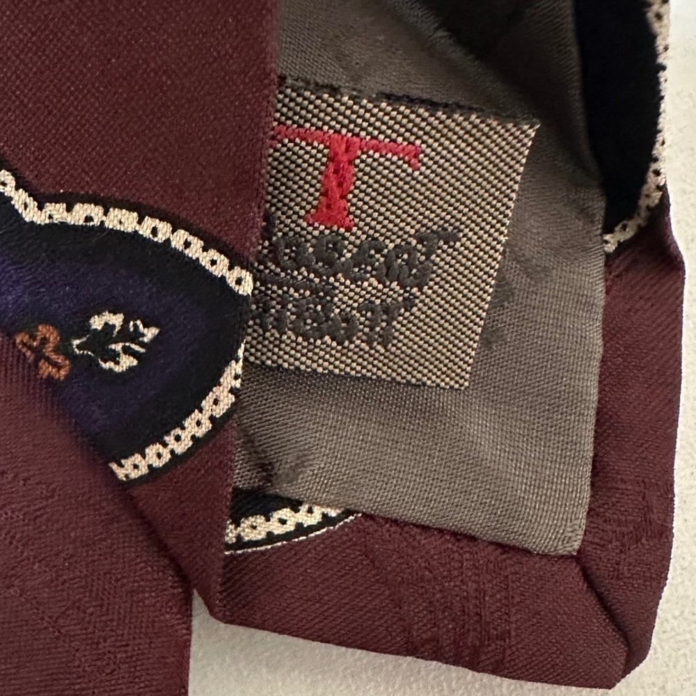 Robert Talbott Studio Nordstrom Mens Silk Tie Burgundy Griffin Heraldic USA Made - Picture 3 of 8